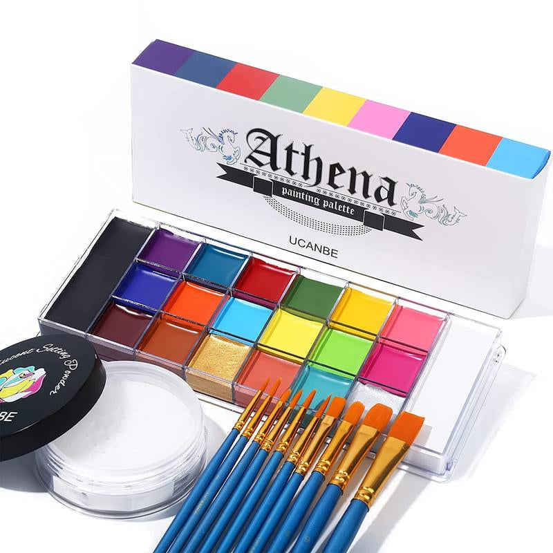 UCANBE Athena Face and Body Oil Paint Palette, Professional and Safe Skin-Friendly Non-Toxic Tattoo Halloween Special Effects Cosplay Makeup Kit for Kids and Adults