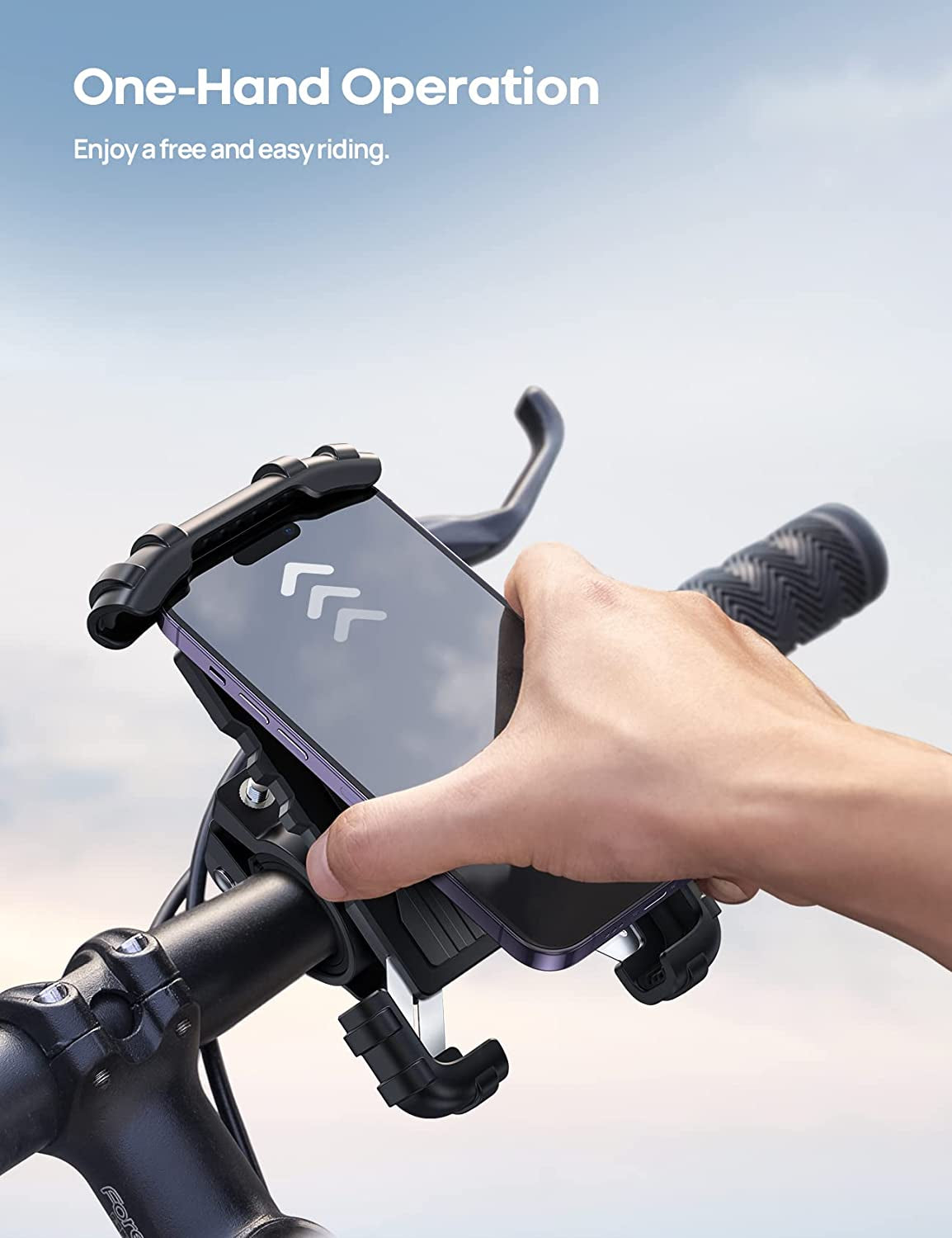 Bike Phone Holder, Motorcycle Mount - Motorcycle Phone Holder, Handlebar Cell Phone Clamp, Scooter Phone Clip for Iphone 16 Pro Max/Plus, 15 Pro Max, S10, S20, More 4.7" to 6.8" Smartphones