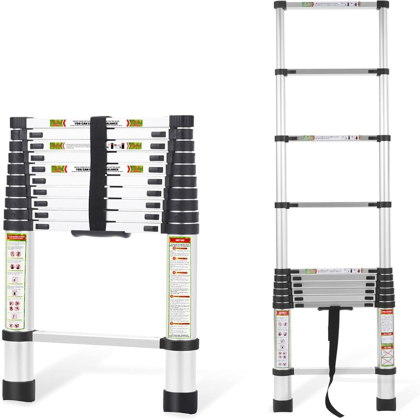 Telescoping Ladder 10.5FT & Attic Ladder, Heavy Duty Aluminum with Non-Slip Feet, 330Lb Capacity for RV, Attic, Roof & Multi-Surface Use