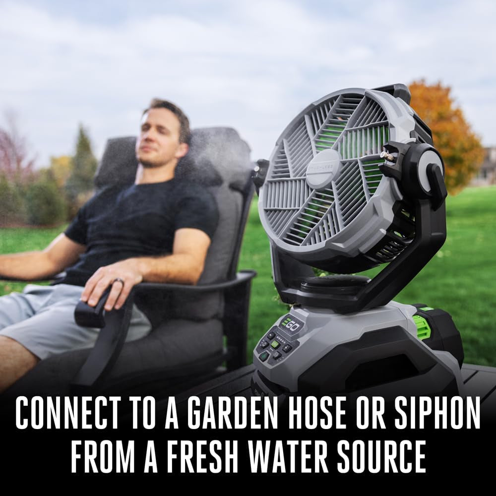 Portable Misting Fan, Compact, Outdoor Electric 10" 6 Speed Fan, Battery and Charger Not Included - FN1000