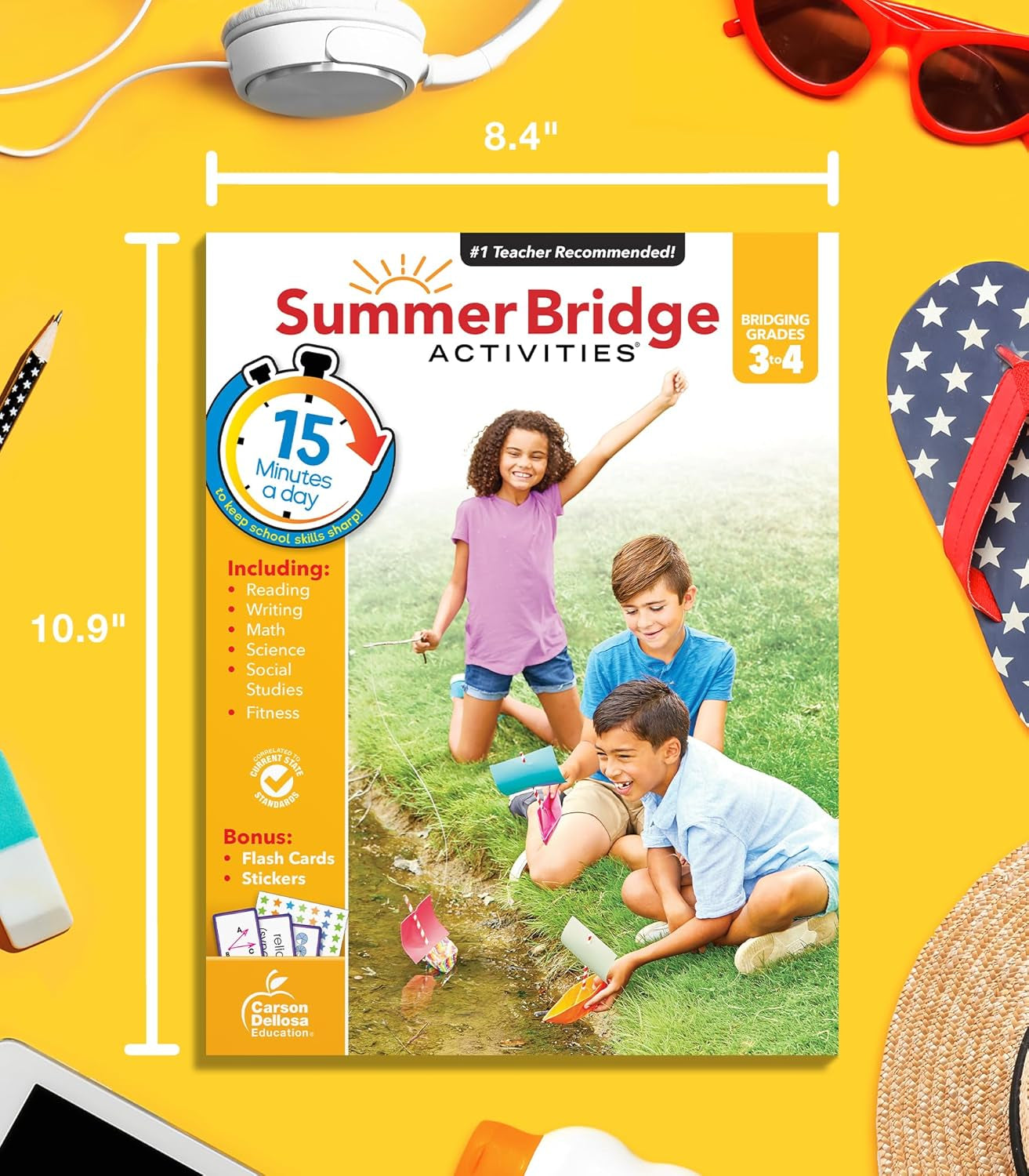 Summer Bridge Activities 3Rd to 4Th Grade Workbook, Activity Book with Math, Reading Comprehension, Science, Fitness, Social Studies, Writing Practice, and Flash Cards