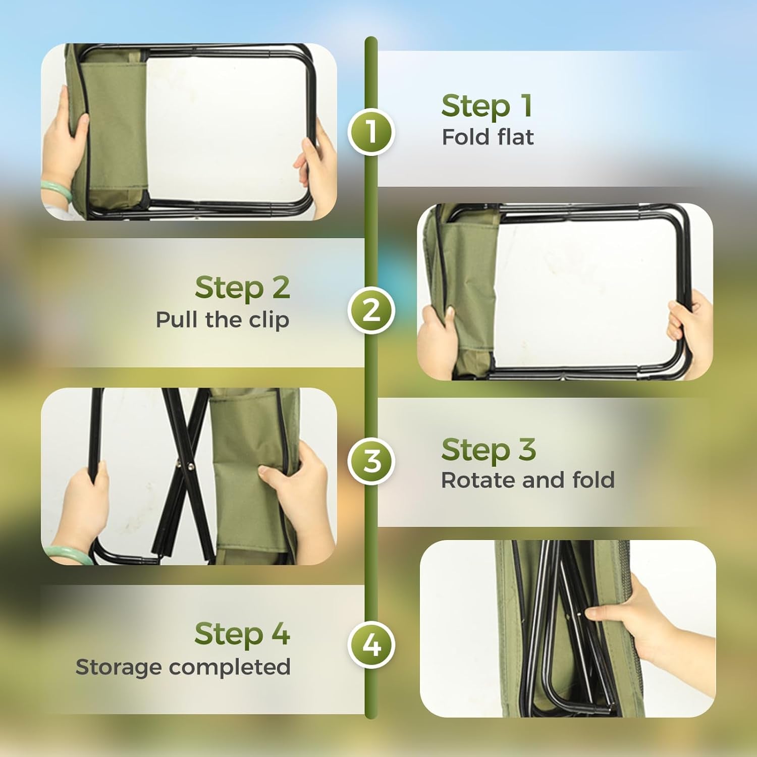 2025 New Portable Stool for Mountaineering and Hiking, Lightweight Foldable Stool with Carrying Bag, Outdoor Footstool for Picnic Hiking Fishing (#Khaki, Large)