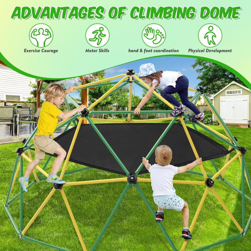 Bearbro 10Ft Climbing Frame Swing Set with Saucer Swing,Included Hammock(Blue and Green Not Included), Jungle Gym for Kids Outdoor Backyard, Supports 800Lbs, Easy Asssembly, Rust-Resistant