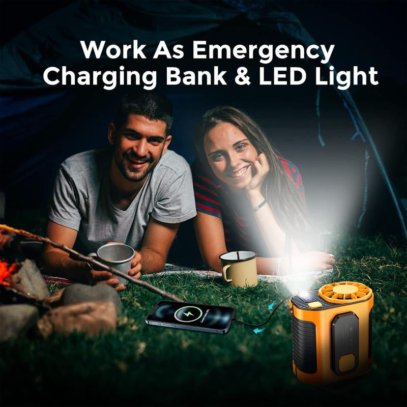 Upgrade Personal Portable Waist Clip Fan,Rechargeable 5000Mah Battery Power Bank,10 Speeds 5300RPM Strong Airflow, LED Light, up to 8H of Working Time, Hands-Free Hanging Neck Fan, Wearable Belt Fan for Camping, Outdoor, Jobsite,Farms,Traveling,Fishing