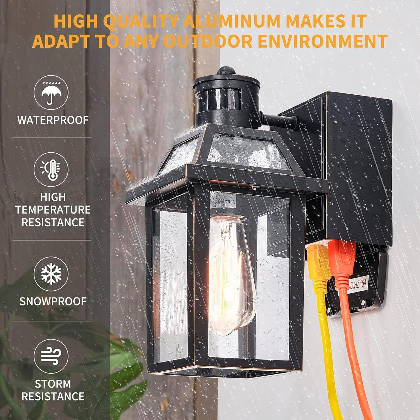 Porch Lights with GFCI Outlet, Dusk to Dawn Outdoor Lights with Outlet, 3 Lighting Modes Exterior Light Fixture Waterproof, outside Lights for House Front Door Patio Garage