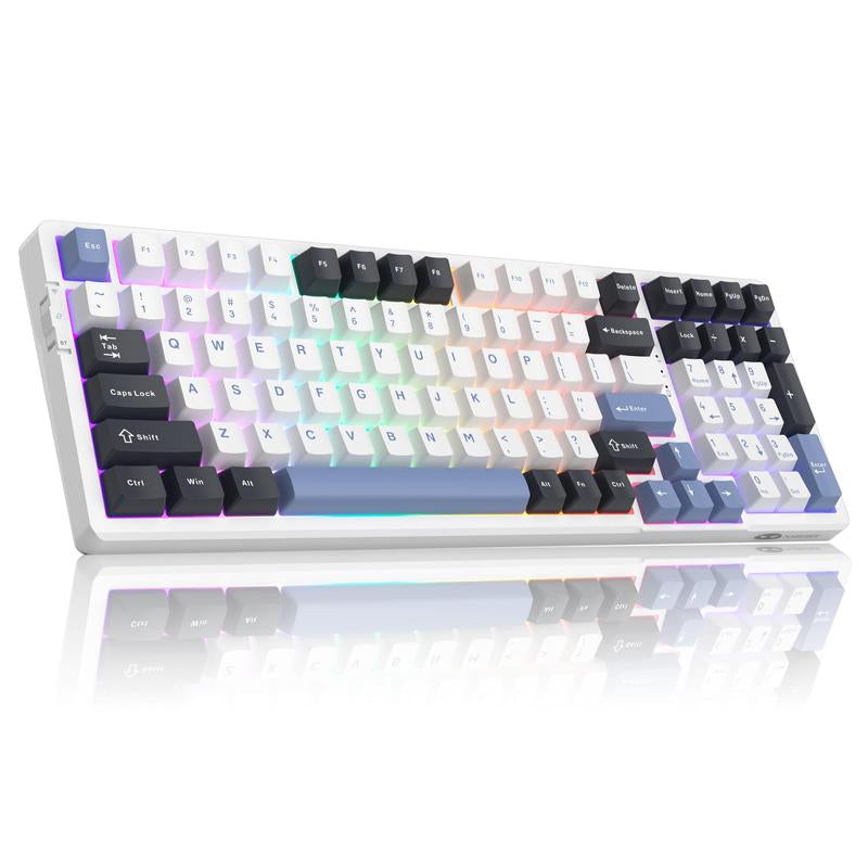 Magegee Light100 Wireless Creamy Keyboard, 96% Gasket, Hot Swappable, 3 Connection Methods, RGB Backlit, 8000Mah Battery, PBT Keycaps Gaming Room Supplies