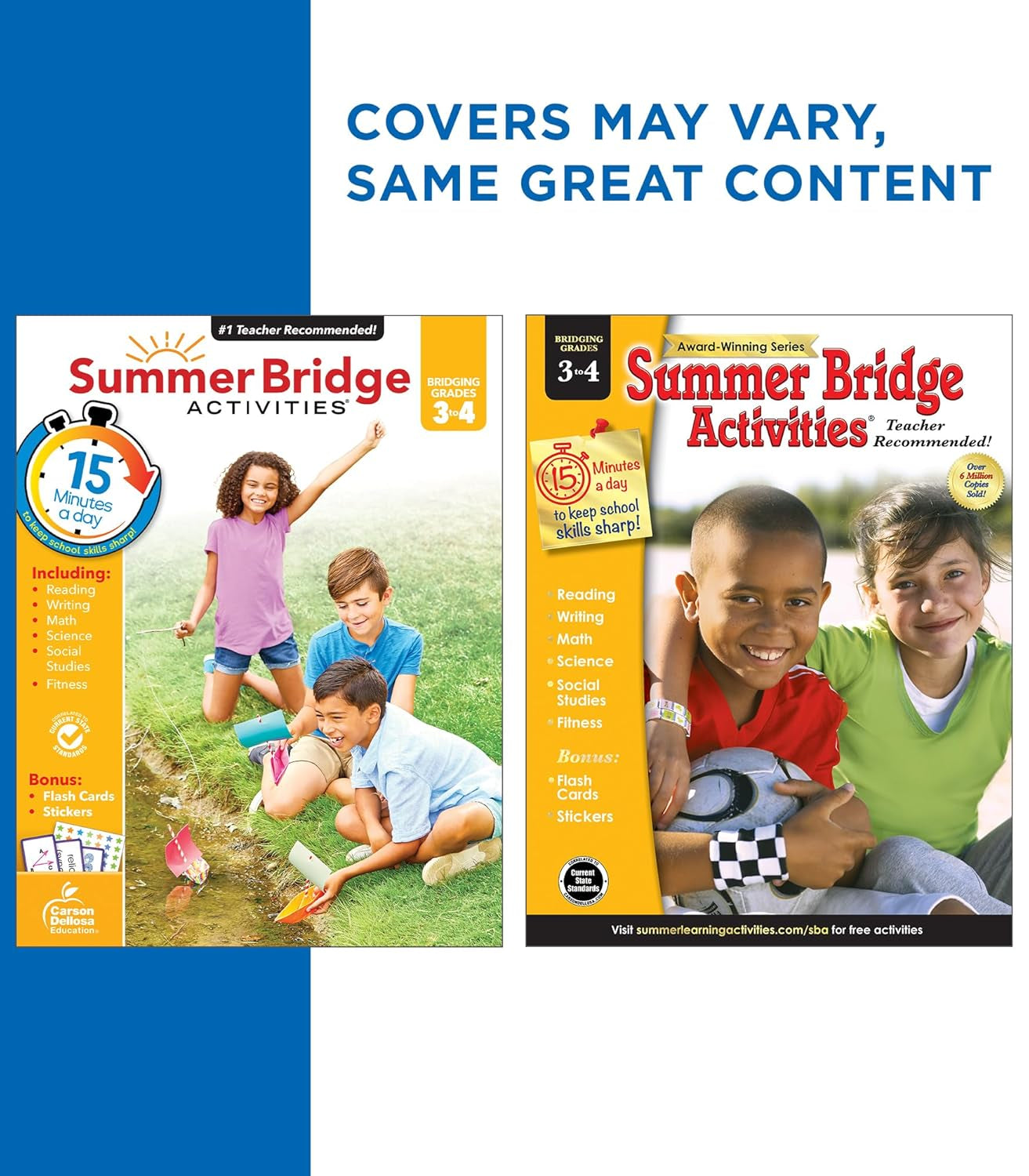 Summer Bridge Activities 3Rd to 4Th Grade Workbook, Activity Book with Math, Reading Comprehension, Science, Fitness, Social Studies, Writing Practice, and Flash Cards