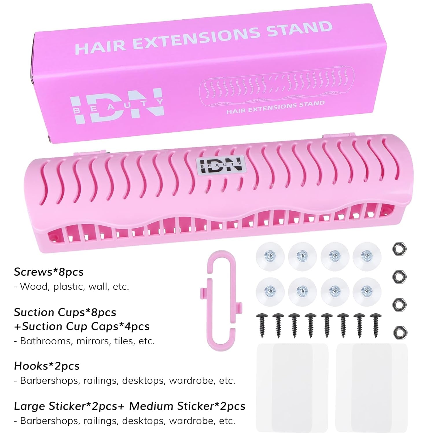 Hair Extension Holder Stand for Styling, 4 Installation Modes with Tool, Pink Hair Extension Holder Designed to Securely Hold Your Extensions for Washing, Styling, Packing and Storing