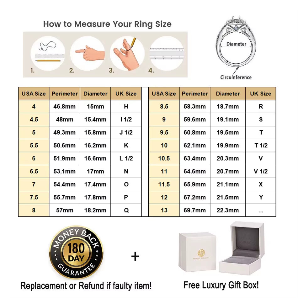 Luxury Moissanite Wedding Rings Set for Women GRA Certified 925 Sterling Silver D Color VVS1 Bridal Ring Jewelry