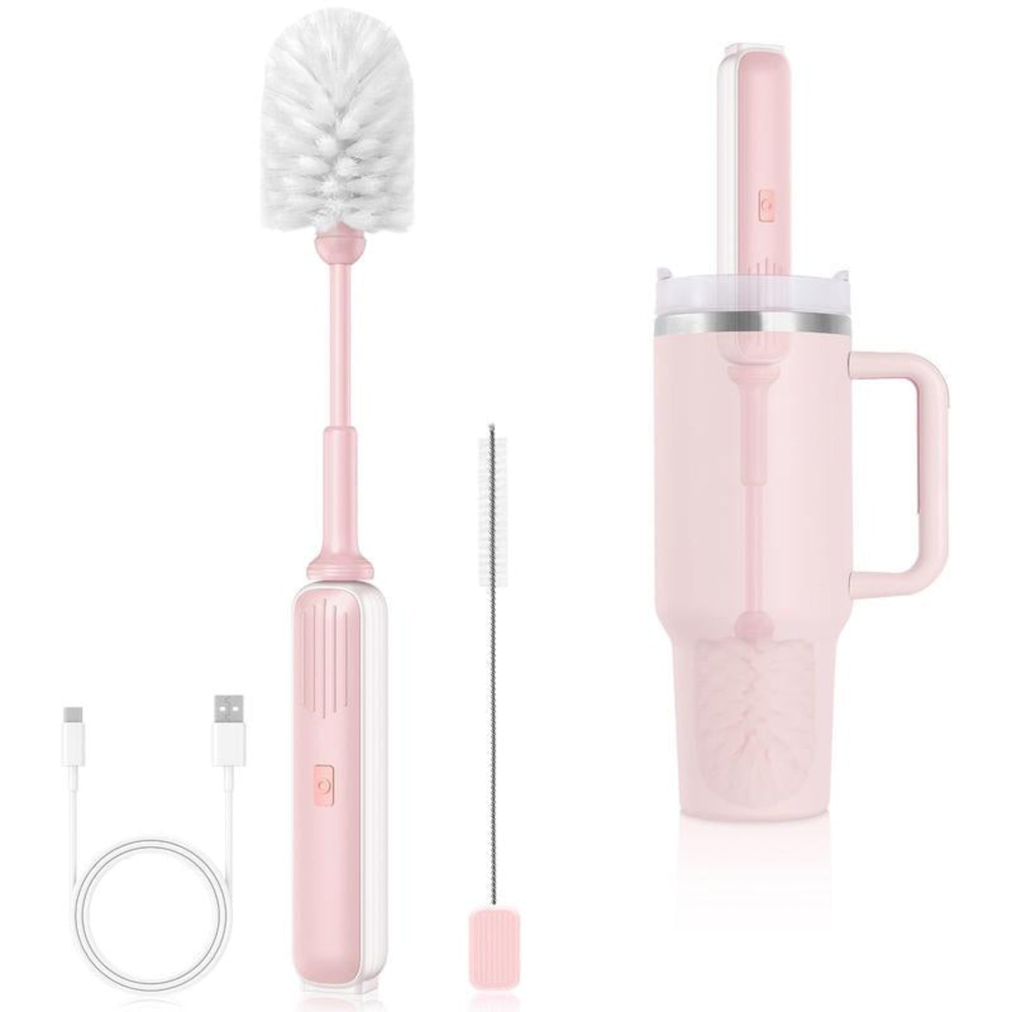 3 in 1Electric Water Bottle Brush Set,Long Handle Bottle Brush with Straw Brush,Kitchen Cleaning Tool for Tumblers, Mugs, Glasses, Jars & Stanley Cup