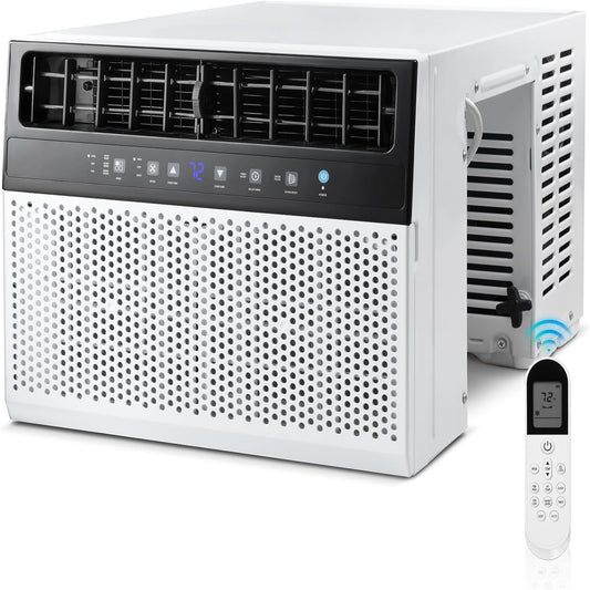 10,000 BTU Window Air Conditioners, U-Shaped Air Condtioner Window Unit Cools up to 450 Sq.Ft, Energy-Saving Window AC Units, 6 Modes 24H Timer, Easy to Instal, White