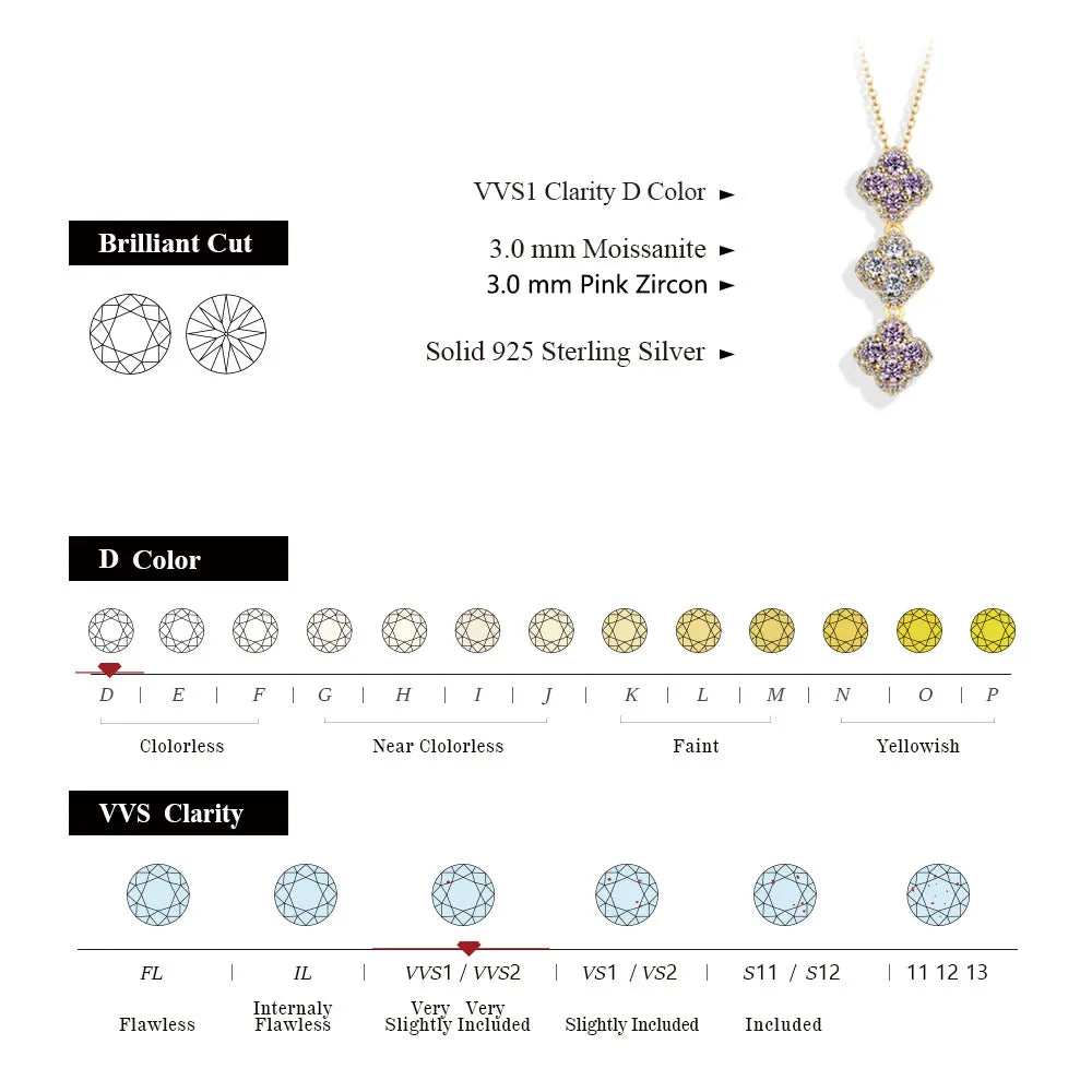 2025 Necklaces for Women Full D Color Moissanite 925 Sterling Silver Pendant Classic Engagement Wedding Fine Jewelry