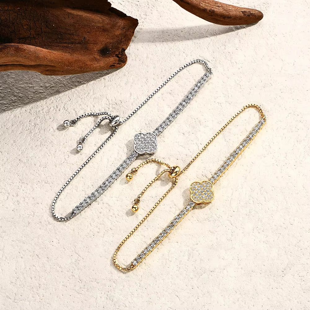 Luxury Full Moissanite Diamond Tennis Bracelets D VVS1 925 Sterling Silver Gold Plated for Women Wedding Jewelry 16+8Cm
