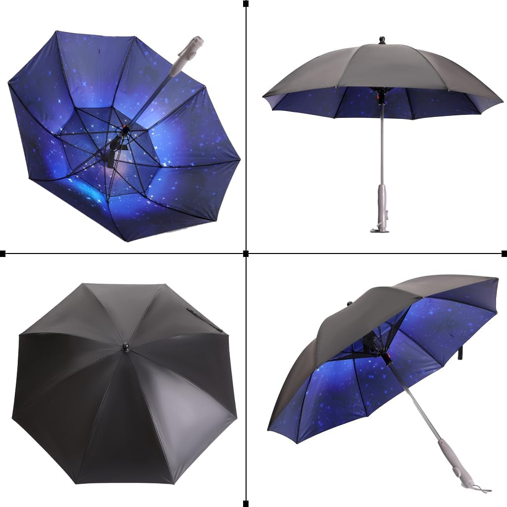 Umbrella with Fan and Mist Spray, 2025 Upgraded UV Blocking Umbrella with Fan and Mister for Summer Outdoor Activities