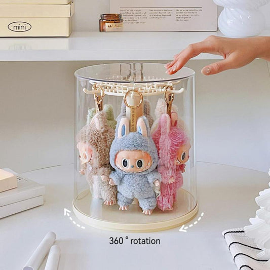 360° Rotatable Acrylic Display Box, 1 Count Large Capacity Display Box with Lid, Home Organizer for Dolls, Jewelry, Pendants, Home Supplies