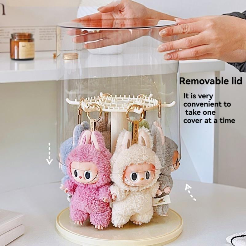 360° Rotatable Acrylic Display Box, 1 Count Large Capacity Display Box with Lid, Home Organizer for Dolls, Jewelry, Pendants, Home Supplies