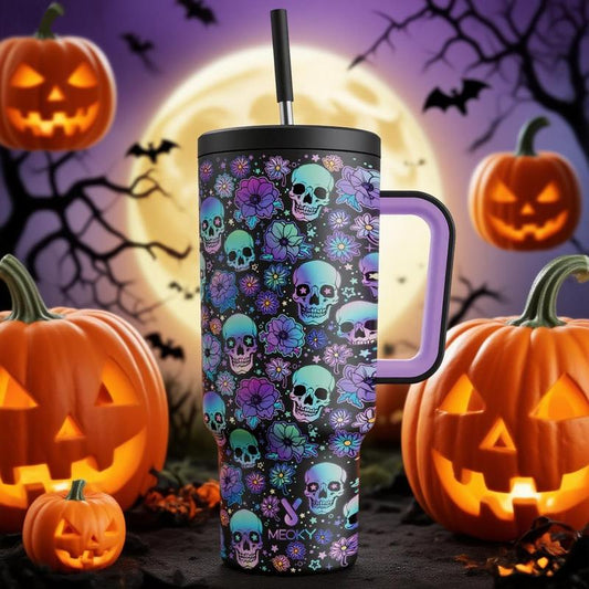 【Halloween Carnival】Meoky 40Oz Reusable Stainless Steel Car Cup,Portable Leak-Proof Water Cup, Keeps Cold for 24 Hours,Suitable for Outdoor Travel,Holiday Gift
