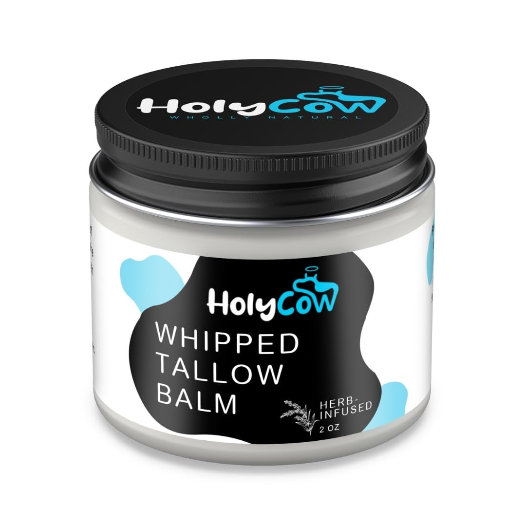 Beef Tallow for Skin - Whipped Tallow Balm with Organic Jojoba Oil (Unscented/Herb-Infused), Grass Fed Beef Tallow Face Moisturizer for Eczema, Baby, Lip Balm - Lotion for Extremely Dry Skin