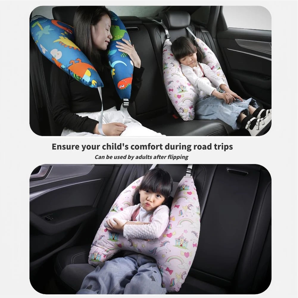 Cartoon Dinosaur Children Car Sleep Headrest Sleeping Pillow Auto H Shape Travel Cushion Travel Car Interior Accessories