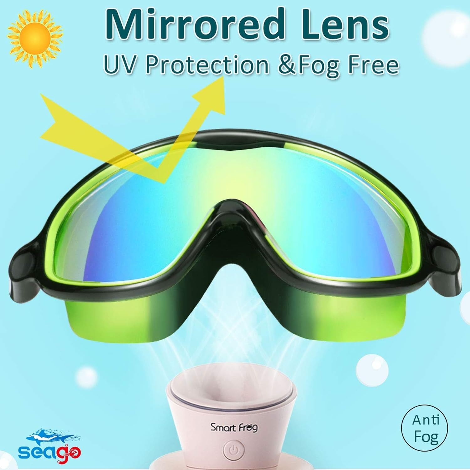 Swim Goggles 2 Pack Anti-Fog Anti-Uv Wide View Swimming Goggles for Kids 3-15