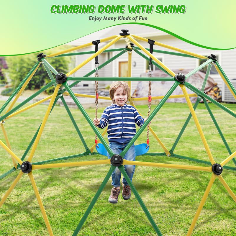 Bearbro 10Ft Climbing Frame Swing Set with Saucer Swing,Included Hammock(Blue and Green Not Included), Jungle Gym for Kids Outdoor Backyard, Supports 800Lbs, Easy Asssembly, Rust-Resistant