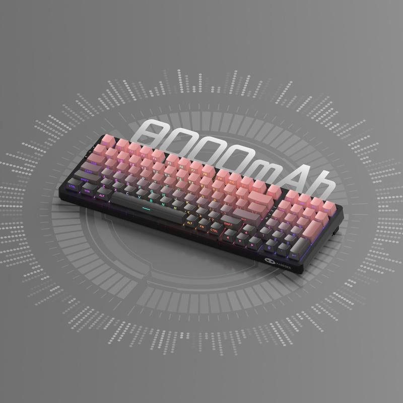Magegee Light100 Wireless Creamy Keyboard, 96% Gasket, Hot Swappable, 3 Connection Methods, RGB Backlit, 8000Mah Battery, PBT Keycaps Gaming Room Supplies