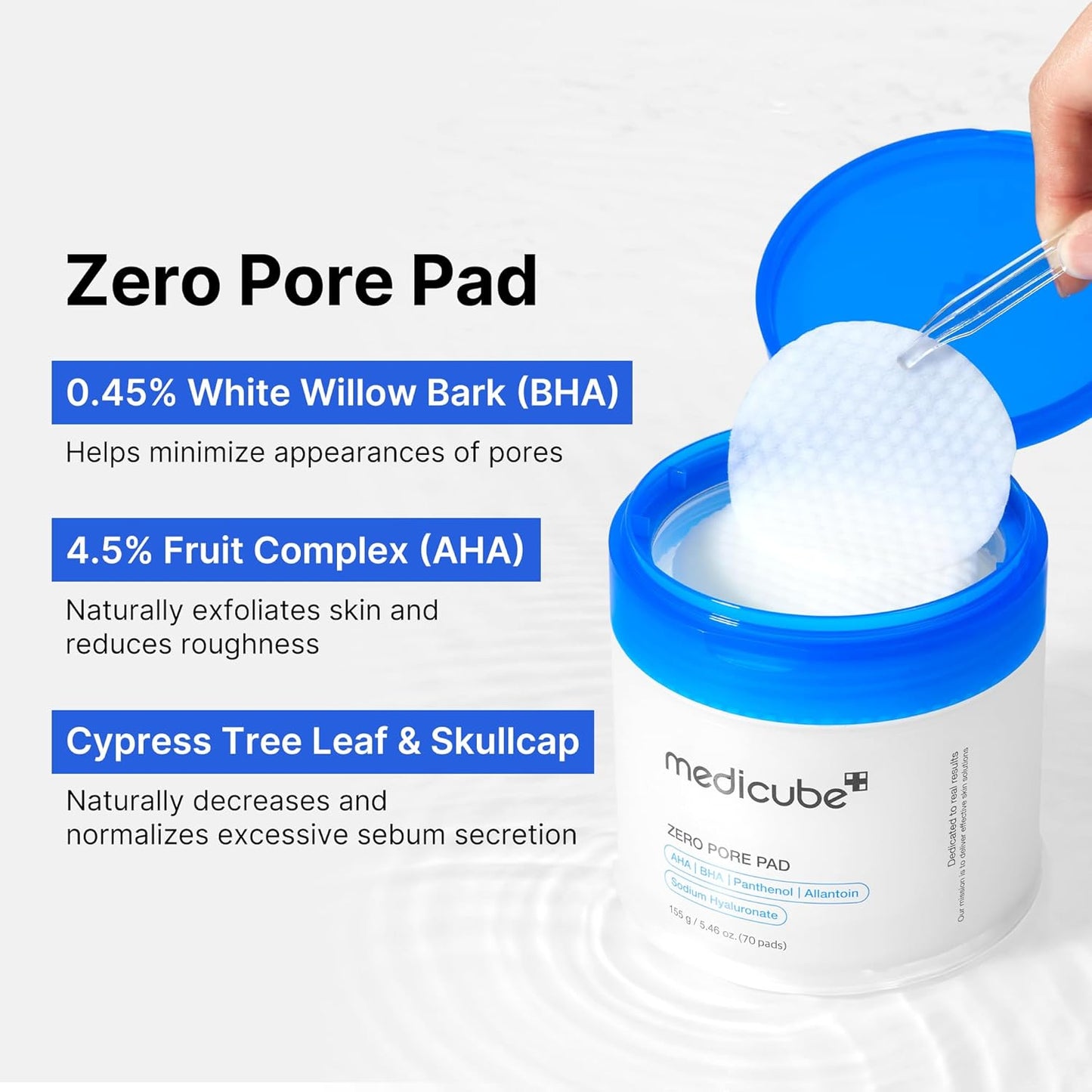 Zero Pore Pads 2.0, Dual-Textured Facial Toner Pads for Exfoliation and Pore Care with 4.5% AHA Lactic Acid & 0.45% BHA Salicylic Acid, Ideal for All Skin Types, Korean Skin Care (70 Pads)