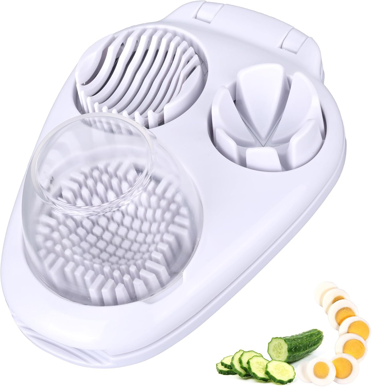 Versatile 3-in-1 Stainless Steel Egg Slicer & Chopper - Perfect for Hard Boiled Eggs, Fruits, and Vegetables!