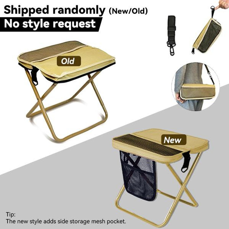 Portable Outdoor Folding Chair with Shoulder Strap, 1.5 Lbs Ultra Light, Max Load Capacity 500Lbs, Two Side Pockets & Velcro Storage, for Queuing, Fishing, Hiking Tours, BBQ, Parties, Elderly, Camping Equipment, Camping Supplies, Camping Chairs