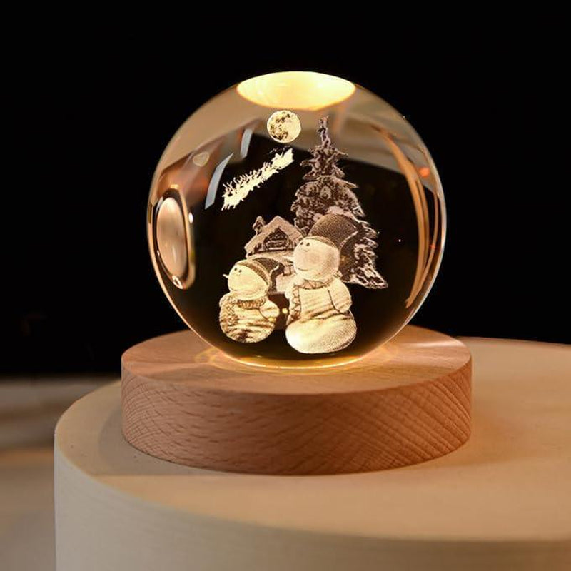 【 Glow Crystal Ball】3D Jesus Nativity LED Night Light W/ Wooden Base Perfect Christian Home Decor & Unique Gift for Teens/Adults! Creative Desk Decoration