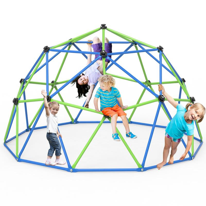 Bearbro 10Ft Climbing Frame Swing Set with Saucer Swing,Included Hammock(Blue and Green Not Included), Jungle Gym for Kids Outdoor Backyard, Supports 800Lbs, Easy Asssembly, Rust-Resistant