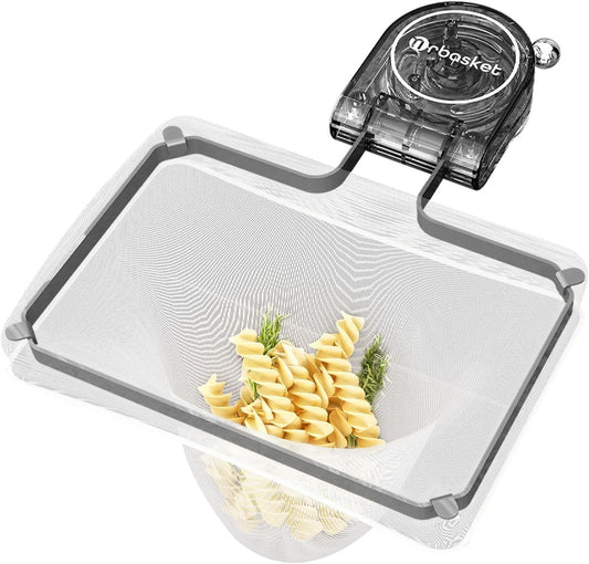 Kitchen Sink Strainer with Filter Mesh Bag, Food Waste Filter Basket, Suction Cup Folding Washing Vegetables and Fruits Drying Bag Holder