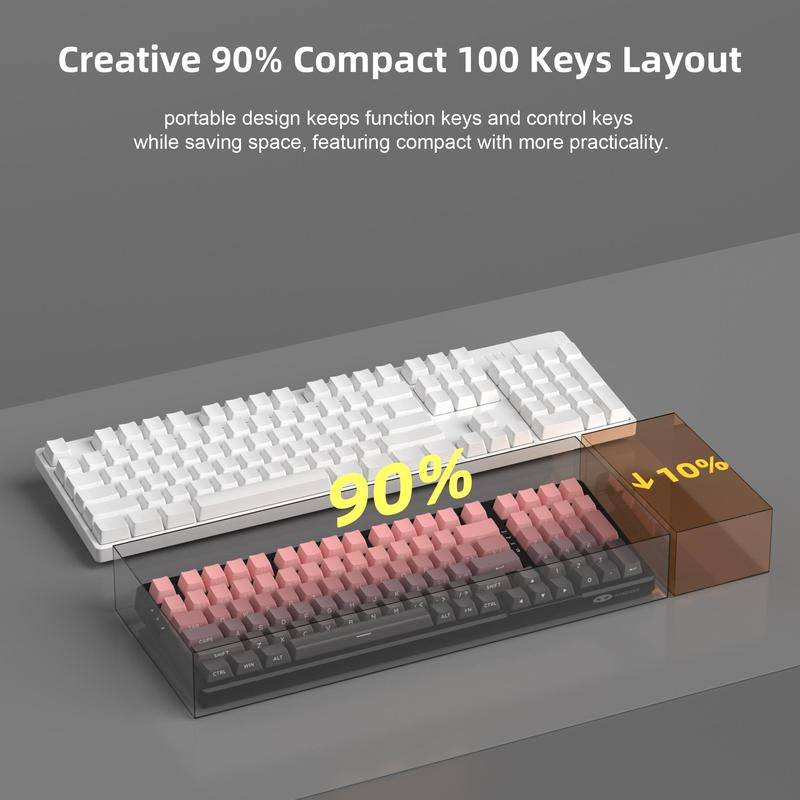 Magegee Light100 Wireless Creamy Keyboard, 96% Gasket, Hot Swappable, 3 Connection Methods, RGB Backlit, 8000Mah Battery, PBT Keycaps Gaming Room Supplies