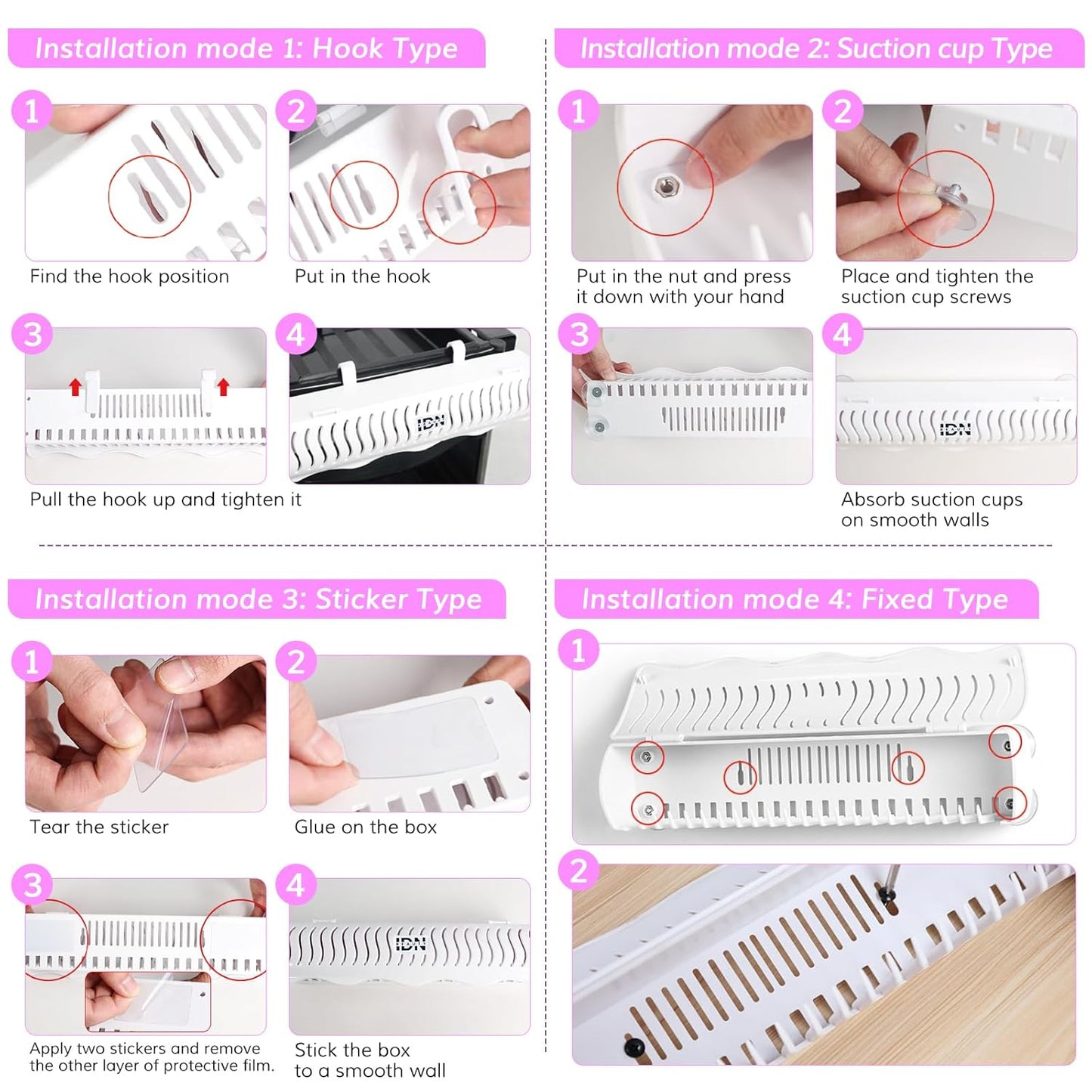 Hair Extension Holder Stand for Styling, 4 Installation Modes with Tool, Pink Hair Extension Holder Designed to Securely Hold Your Extensions for Washing, Styling, Packing and Storing