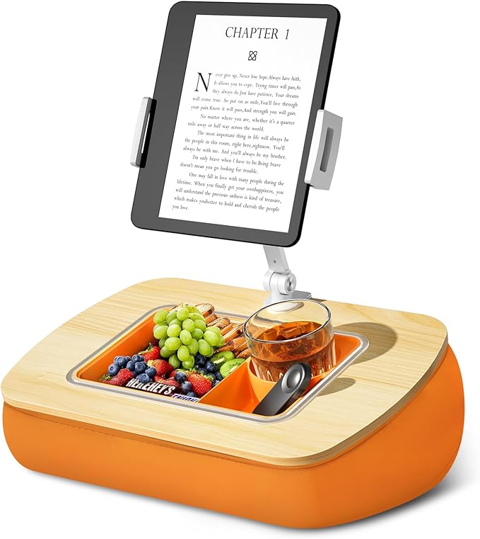 Lap Pillow Tablet Stand with Snack Tray & 360° Holder