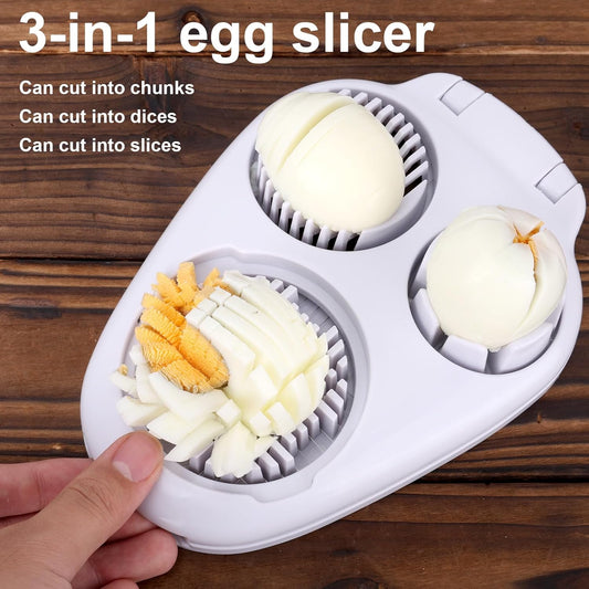 Versatile 3-in-1 Stainless Steel Egg Slicer & Chopper - Perfect for Hard Boiled Eggs, Fruits, and Vegetables!