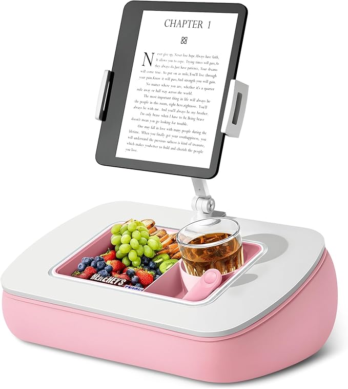 Lap Pillow Tablet Stand with Snack Tray & 360° Holder