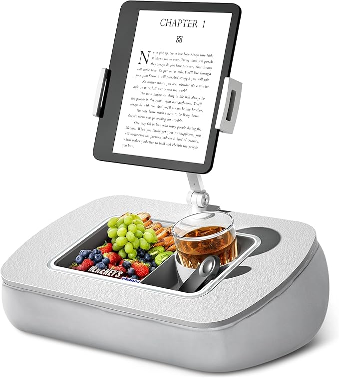 Lap Pillow Tablet Stand with Snack Tray & 360° Holder