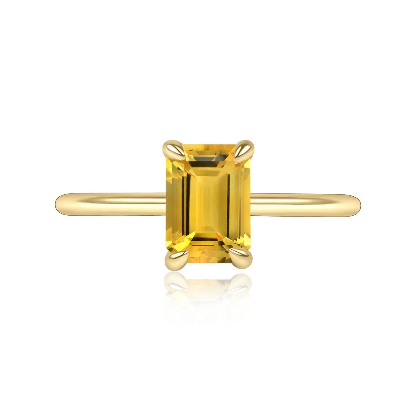 18K Gold Plated Silver Octagon 5X7Mm 1.46Ct Peridot Birthstone Solitaire Eagle Prongs Engagement Rings Gift for Her
