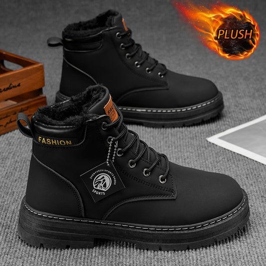 Men’s Vintage Casual Boots Round Toe PU Leather Style