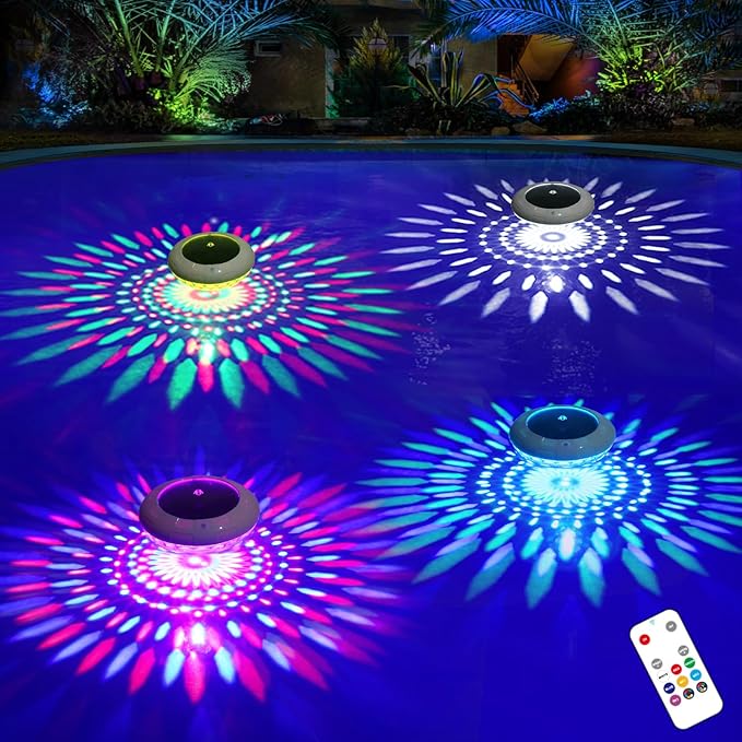 Floating Solar LED Pool Lights – RGB Color Changing, Remote