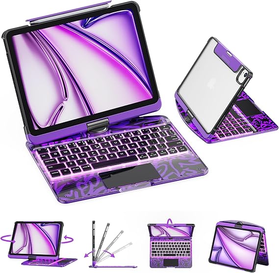 iPad Keyboard Case with 7-Color Backlight & Trackpad