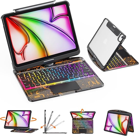 iPad Keyboard Case with 7-Color Backlight & Trackpad