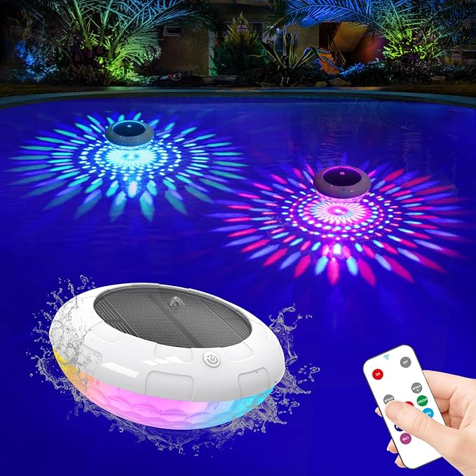 Floating Solar LED Pool Lights – RGB Color Changing, Remote