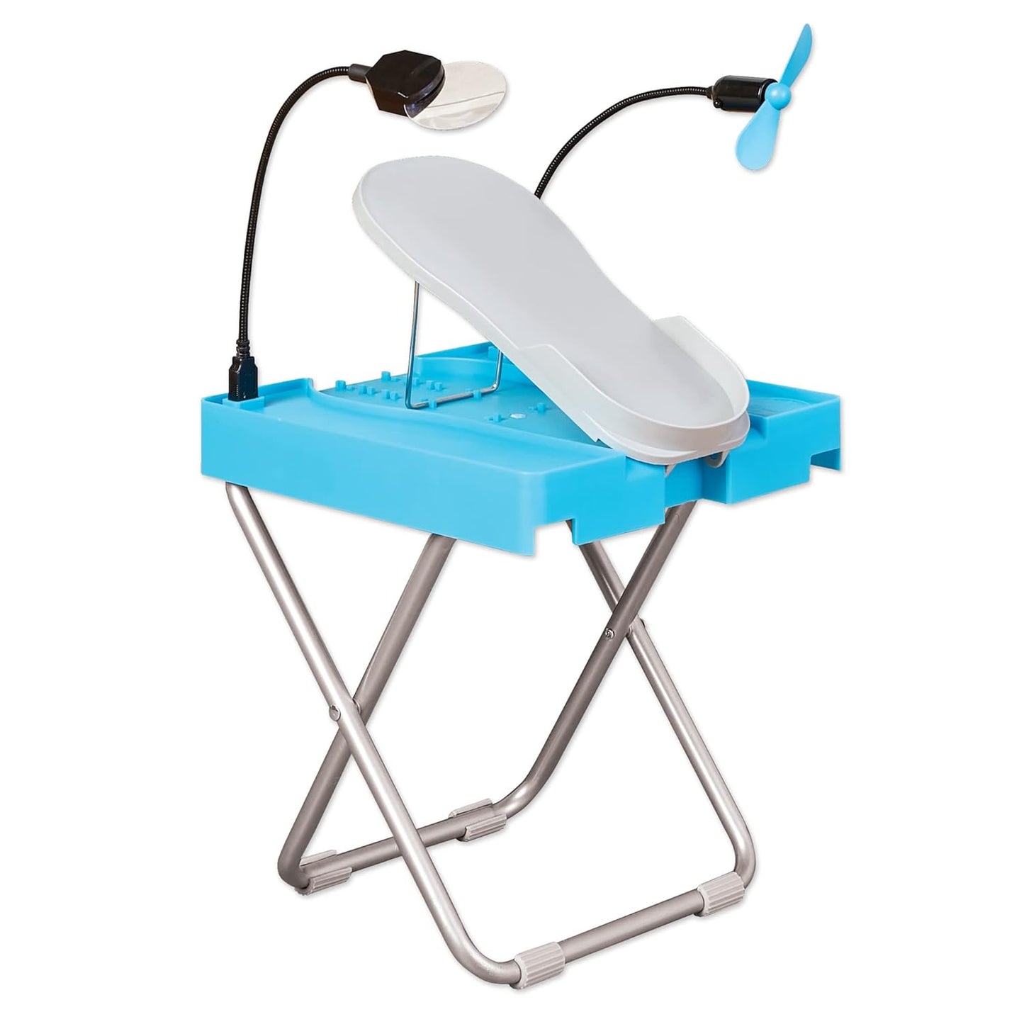 the Beauty Footrest for Easy At-Home Pedicures, Treat Your Feet, No More Bending or Stretching with LED Magnifier, Drying Fan, Adjustable Foot Rest, Non-Slip Sturdy Legs & Built-In Storage
