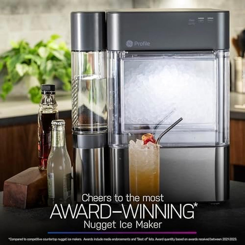 GE  Opal 2.0 XL with 1 Gallon Tank, Chewable Crunchable Countertop Nugget Ice Maker, Scoop Included, 38 Lbs in 24 Hours, Pellet Ice Machine with Wifi & Smart Connected, Stainless Steel