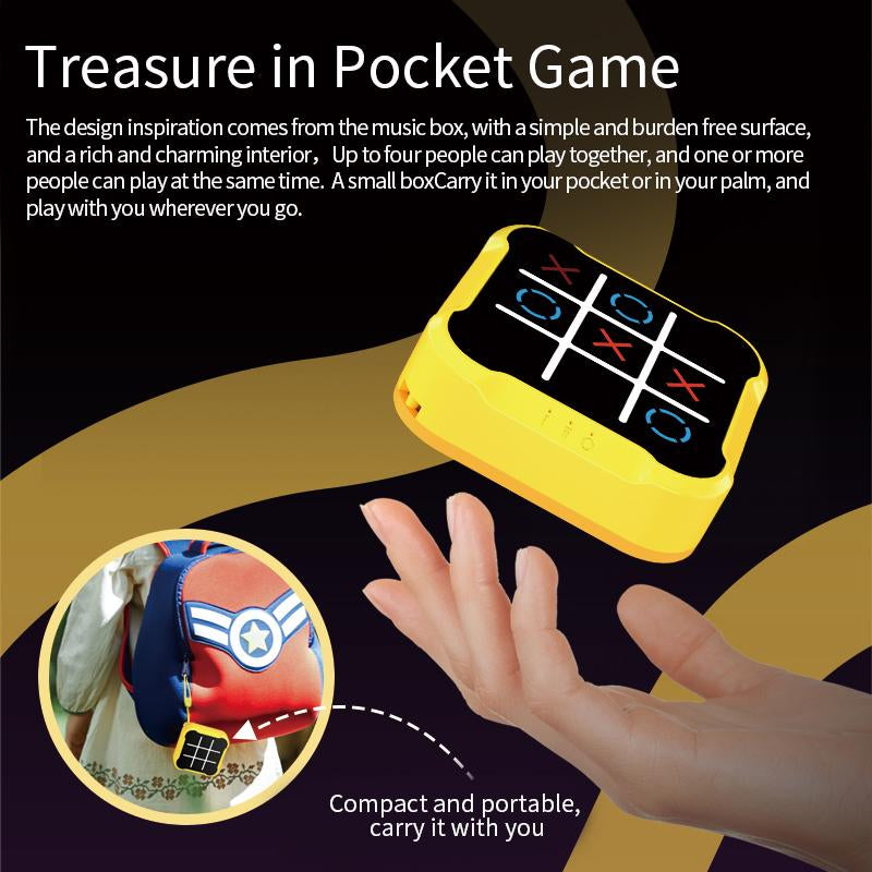 3 in 1 Electronic Tic Tac Toe Game, Handheld Digital Tic Tac Toe Bolt Game with Silent Mode, Portable Educational Toy Gift for Kids & Adults