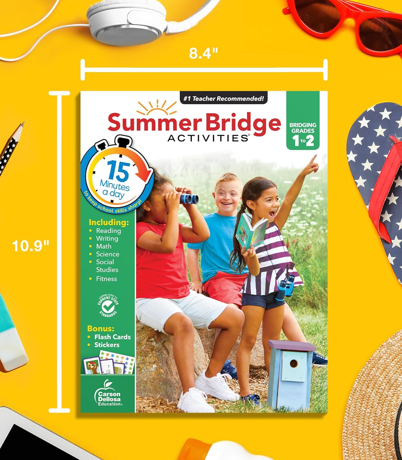 Summer Bridge Activities 1St to 2Nd Grade Workbook, Activity Book with Math, Reading Comprehension, Science, Fitness, Social Studies, Writing Practice, and Flash Cards