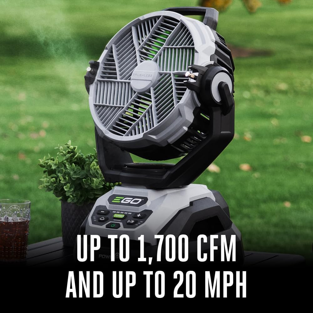 Portable Misting Fan, Compact, Outdoor Electric 10" 6 Speed Fan, Battery and Charger Not Included - FN1000