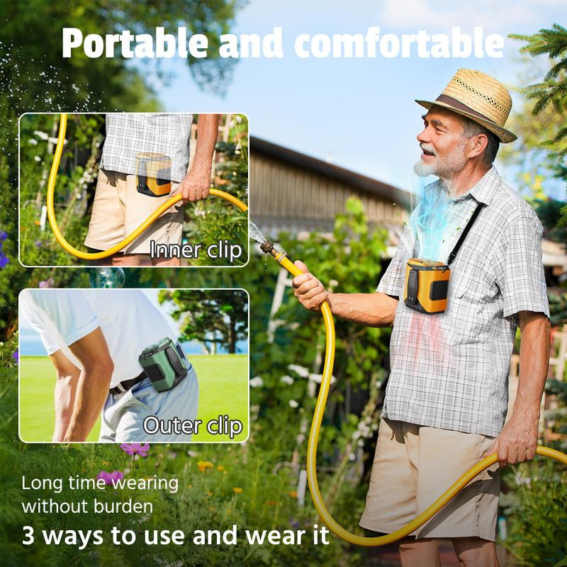 Upgrade Personal Portable Waist Clip Fan,Rechargeable 5000Mah Battery Power Bank,10 Speeds 5300RPM Strong Airflow, LED Light, up to 8H of Working Time, Hands-Free Hanging Neck Fan, Wearable Belt Fan for Camping, Outdoor, Jobsite,Farms,Traveling,Fishing